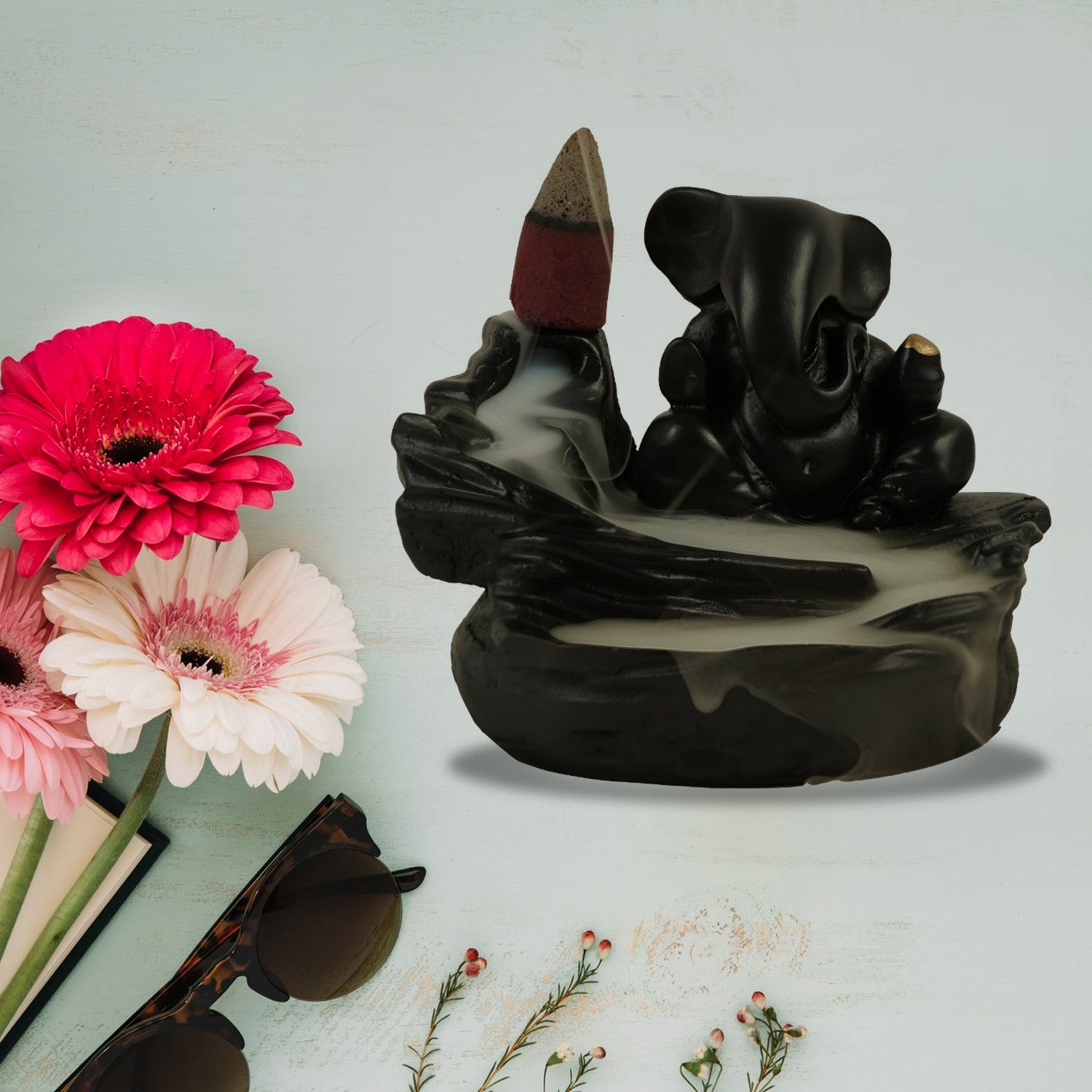 Smoke Fountain Ganesha Idol Decoration Items 8 Pc Backflow Incense Cones (1 pc)-Home Improvement-AniGuess-AniGuess