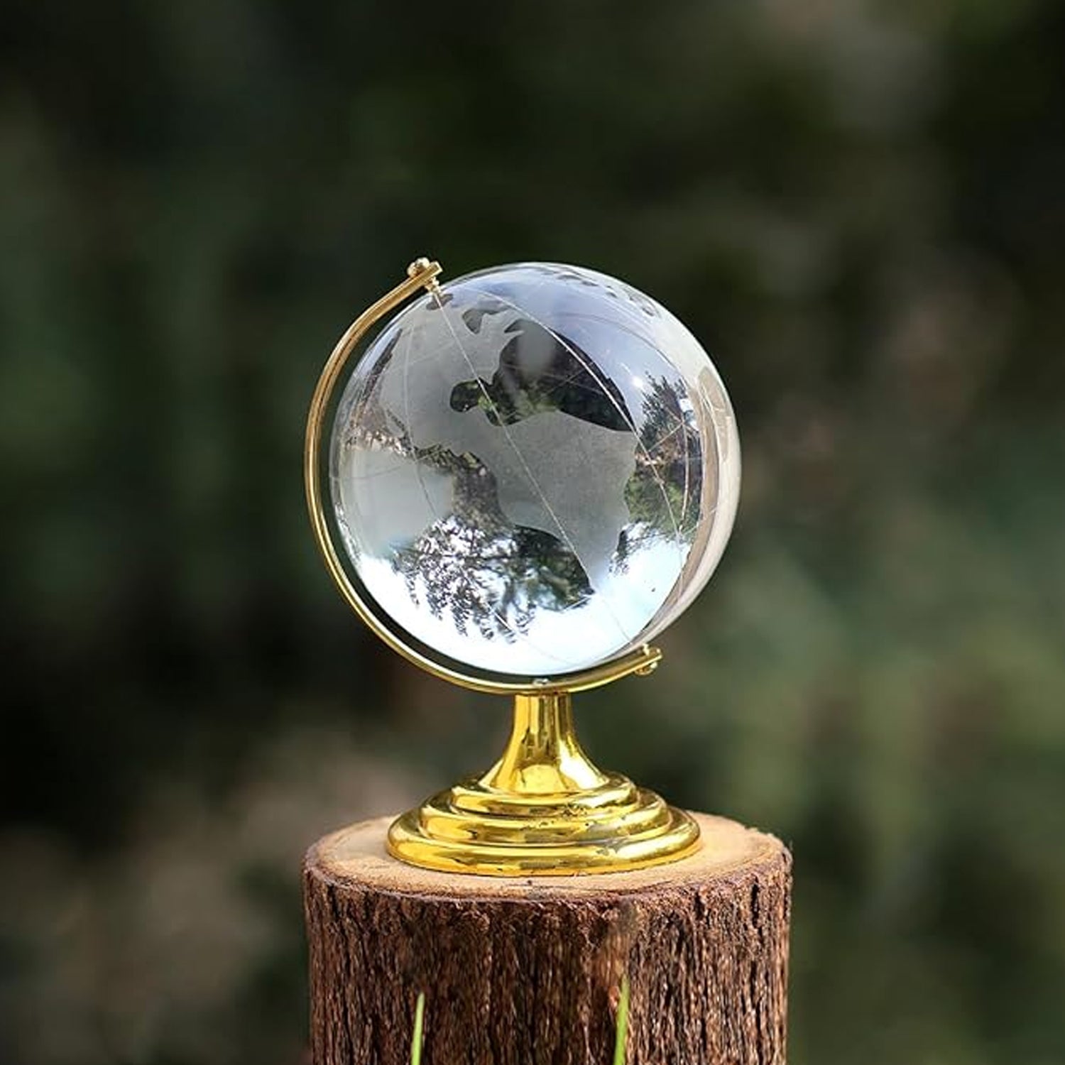 Crystal Globe / World Map 50 mm with Golden Stand (1 Pc)-Office Products-AniGuess-AniGuess