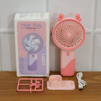 Portable USB Rechargeable Mini Fan with LED Light (1 Set)