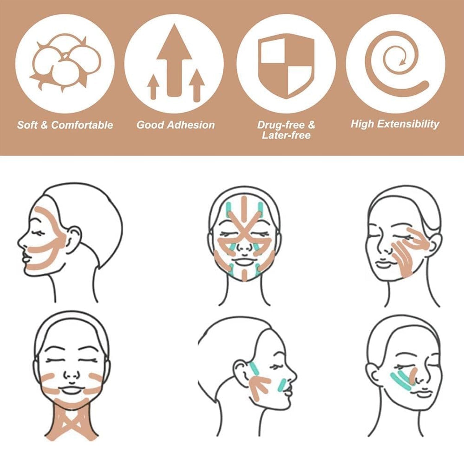 Face Lifting Tape, Myofascial Face Tightening Tape, 2.5 cm x 5 m (1 Pc)-Health & Personal Care-AniGuess-AniGuess
