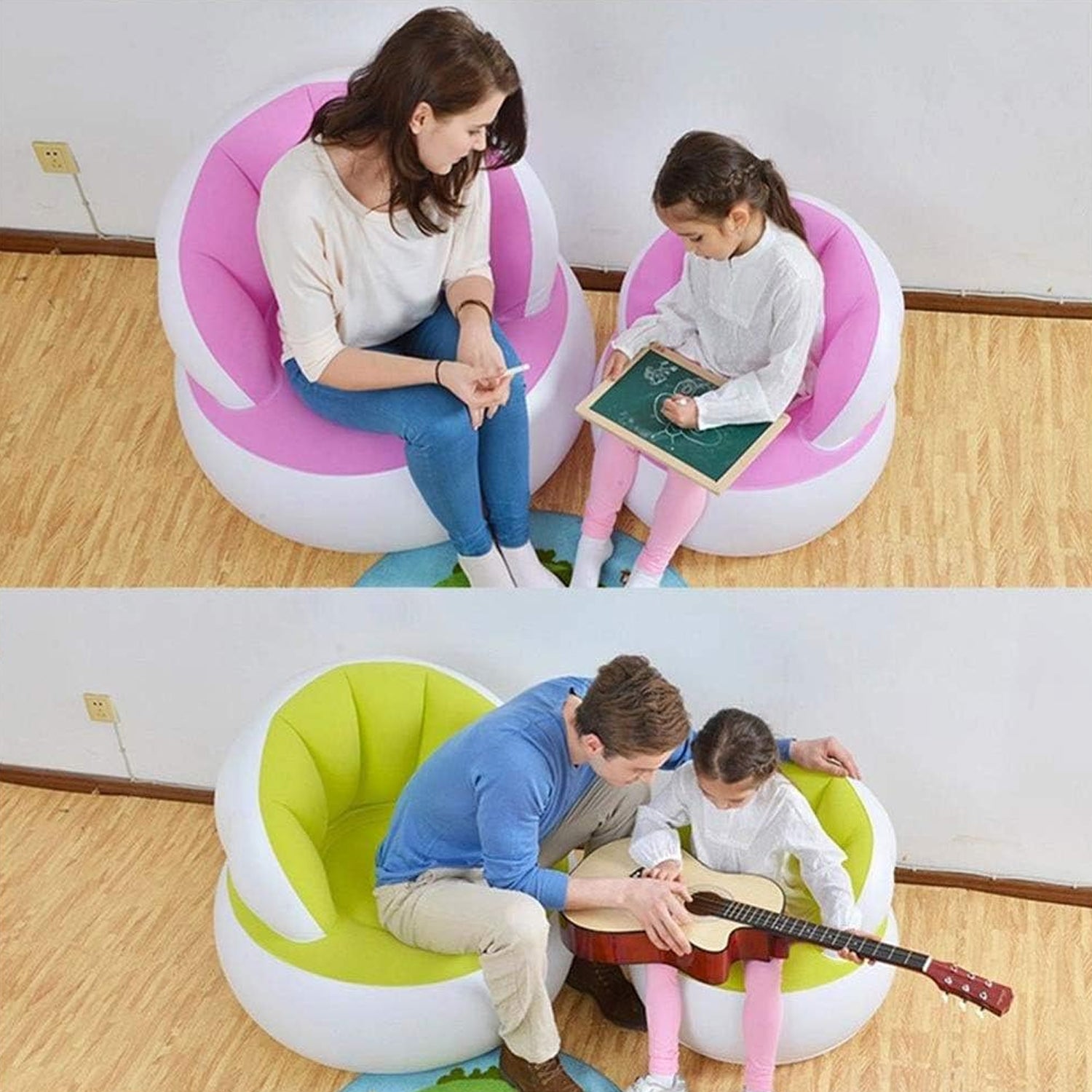 Kids inflatable sofa chair with backrest & Foot Air Pump (1 Set 85x74 Cm Approx)-Home Improvement-AniGuess-AniGuess