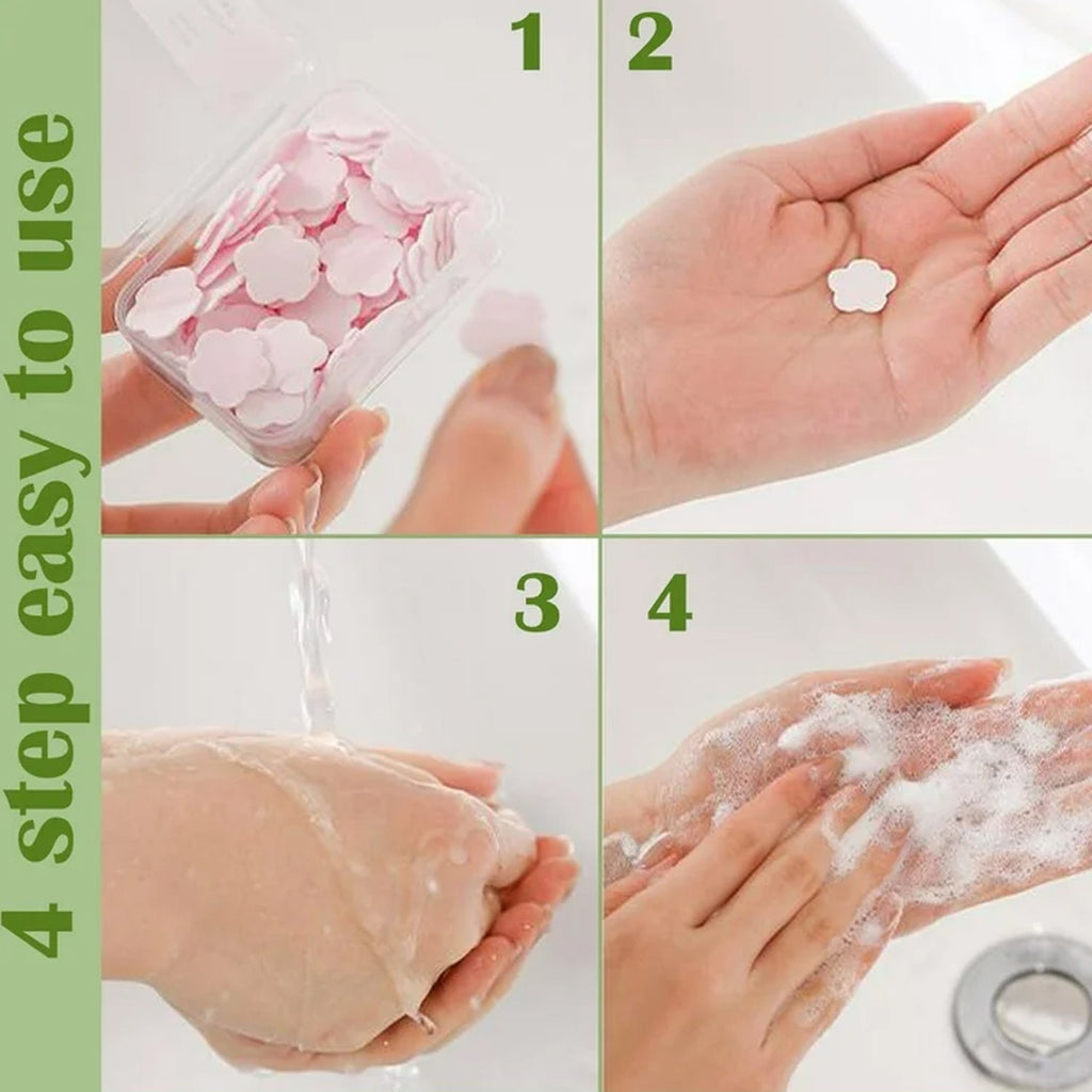 Mini Portable Travel Soap Paper Sheets Flower Shape (100 Pcs Set Approx / Mix Color)-Health & Beauty Accessories-AniGuess-AniGuess