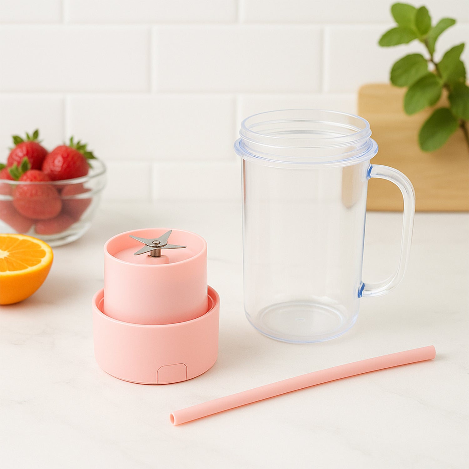 Portable Crusher Juicer With Handle & Straw, USB Rechargeable Multi Blades (420 ML)-Home & Kitchen-AniGuess-AniGuess