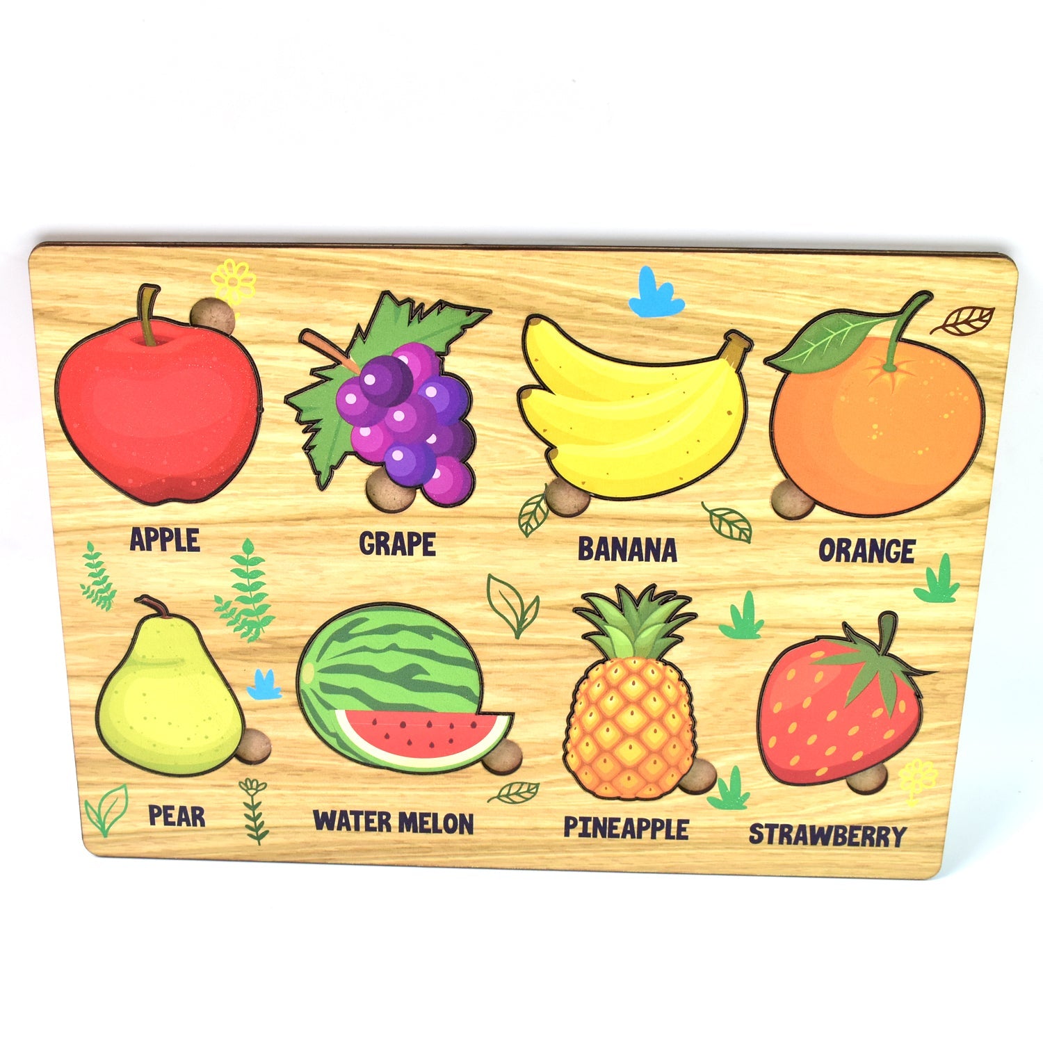 Wooden Fruits Puzzle Learning Educational Board (1 Set / 28×20 Cm)-Toys & Games-AniGuess-AniGuess