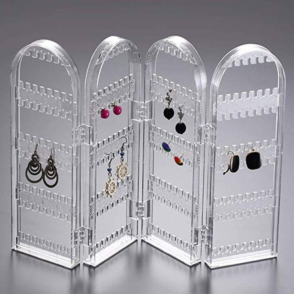 Clear acrylic 4-fold earring organizer stand double-sided display India