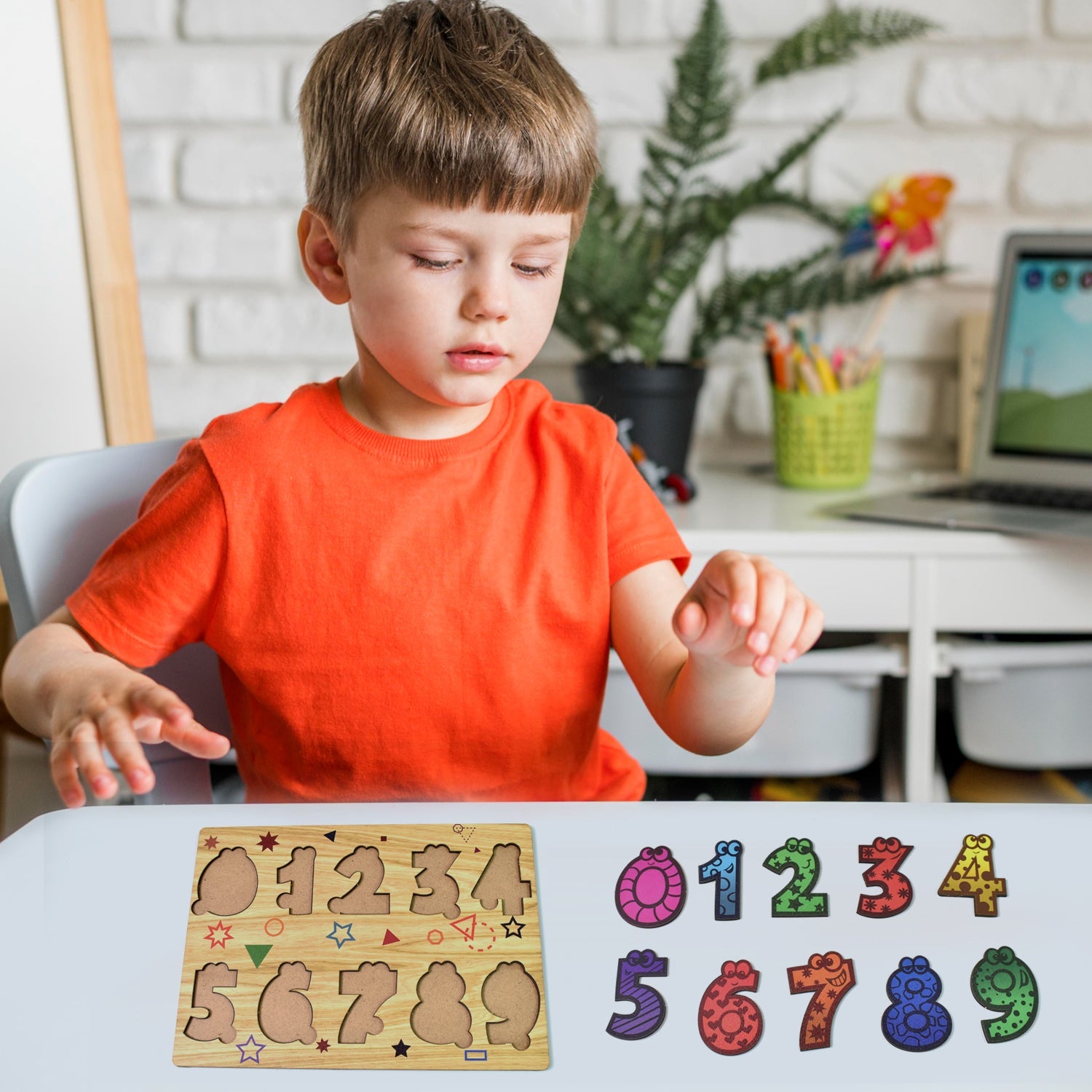 Wooden Number Puzzle Learning Educational Board (1 Set / 28×20 Cm)-Toys & Games-AniGuess-AniGuess