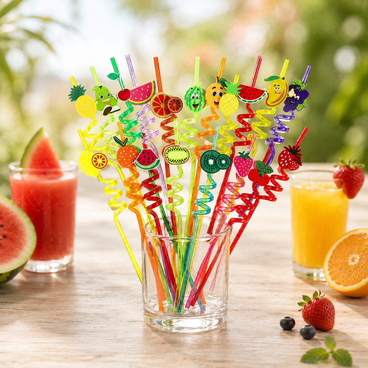 Reusable Plastic Straws (12 pcs Set / Mix Design)-Health & Personal Care-AniGuess-AniGuess