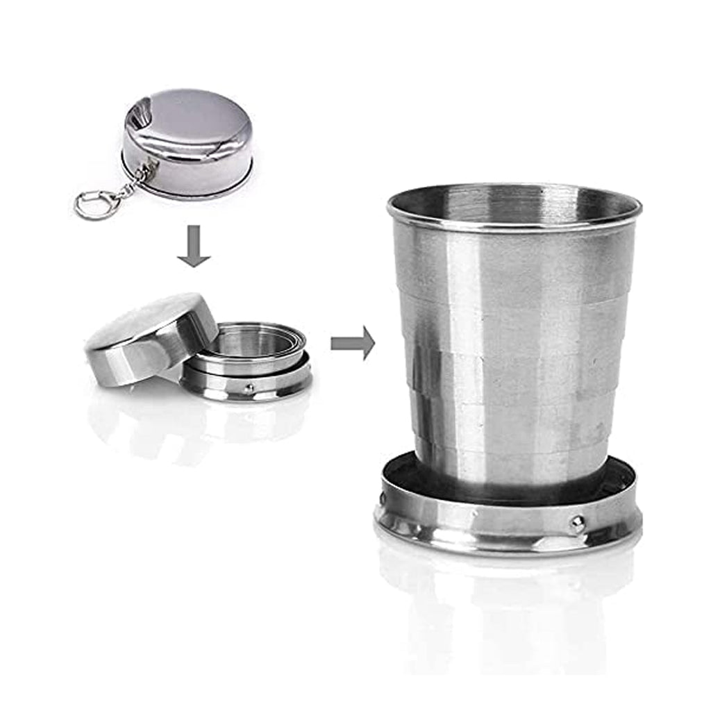 2 in 1 Camping Folding Cup with Keychain (1 Pc)-Home & Kitchen-AniGuess-AniGuess