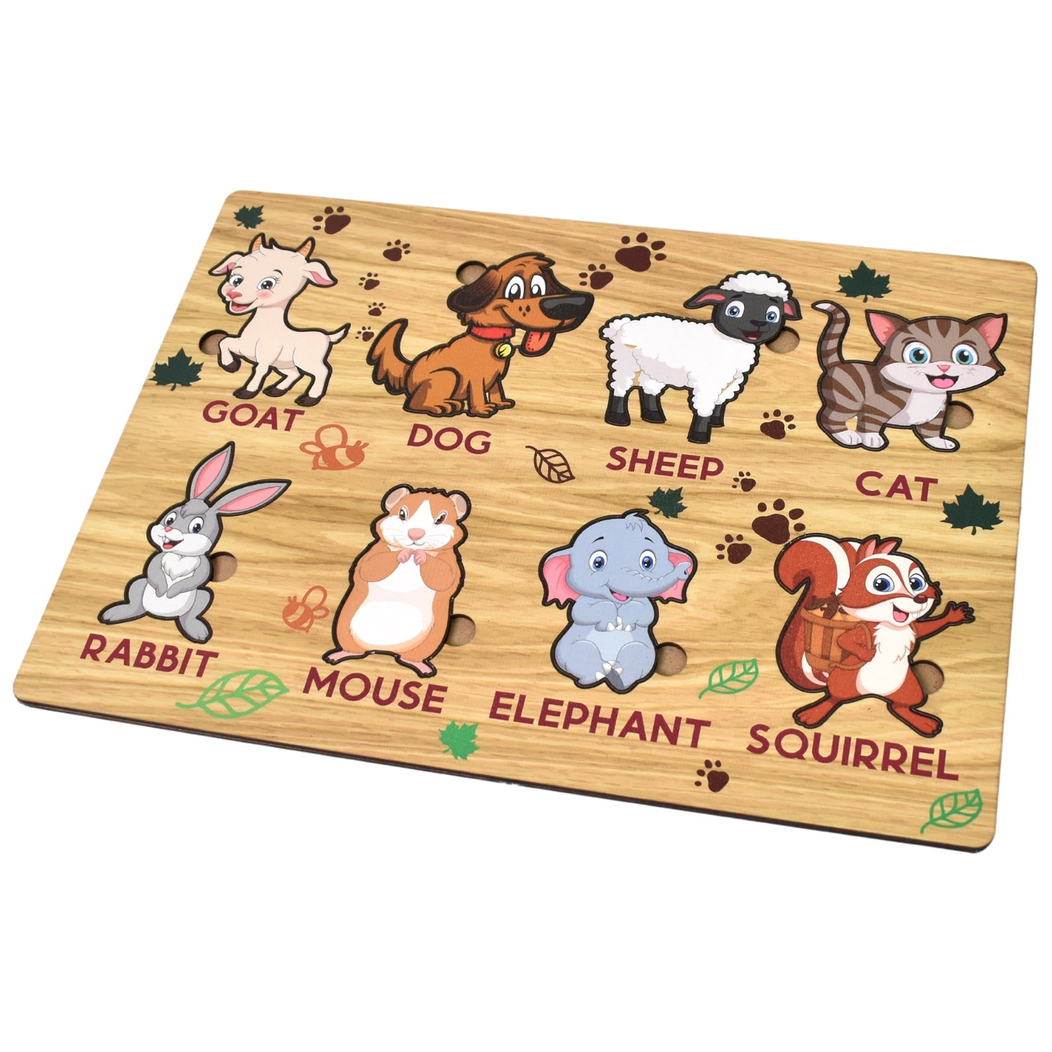 Wooden Animal Puzzle Learning Educational Board (1 Set / 28×20 Cm)-Toys & Games-AniGuess-AniGuess