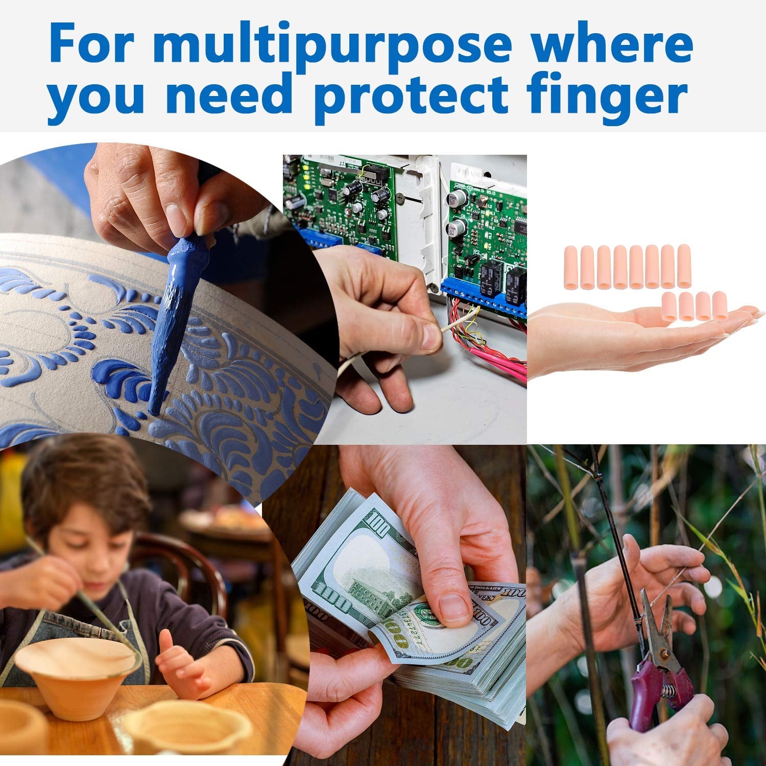 Finger Caps, Silicone Finger Protectors Sleeves (Finger Cots / 5 Pcs Set)-Health & Beauty Accessories-AniGuess-AniGuess