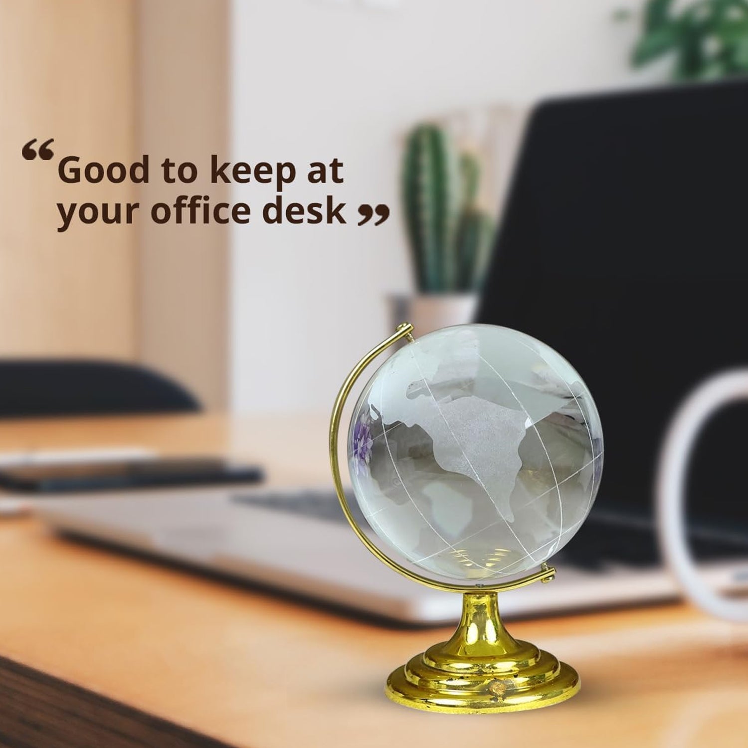 Crystal Globe / World Map 50 mm with Golden Stand (1 Pc)-Office Products-AniGuess-AniGuess