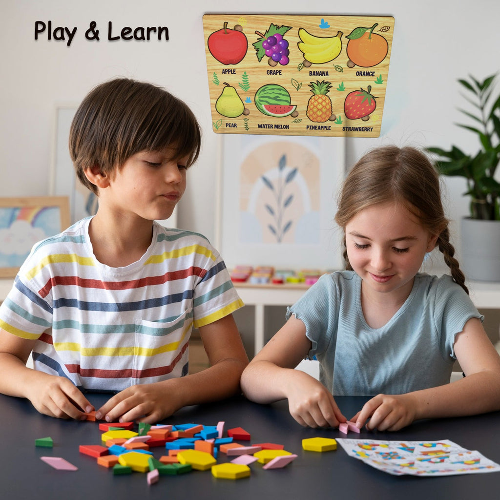 Wooden Fruits Puzzle Learning Educational Board (1 Set / 28×20 Cm)-Toys & Games-AniGuess-AniGuess