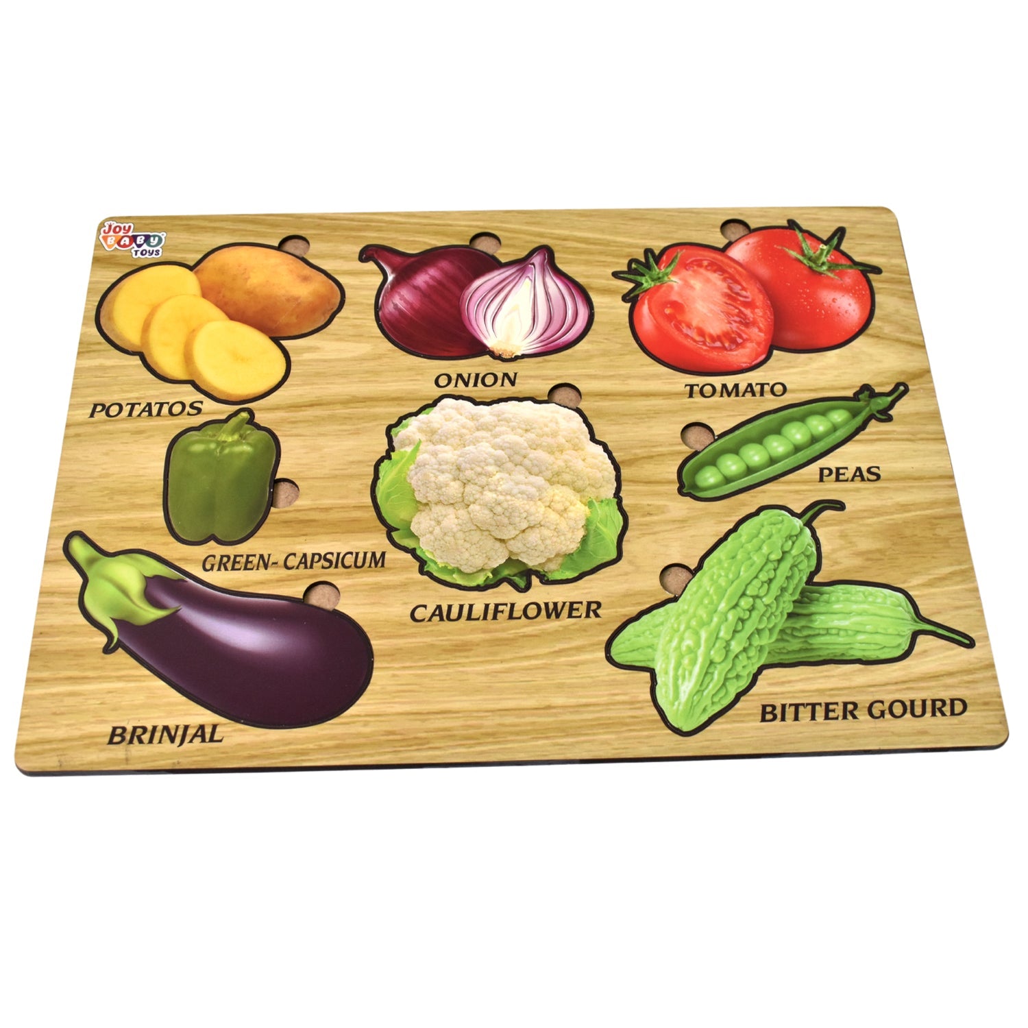 Wooden Vegetable Puzzle Learning Educational Board (1 Set / 28×20 Cm)-Toys & Games-AniGuess-AniGuess