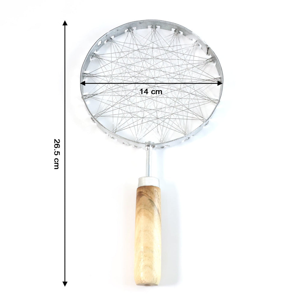 Stainless Steel Wire Skimmer with Wooden Handle (1 Pc)