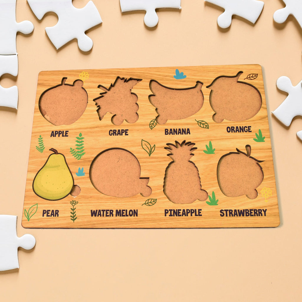 Wooden Fruits Puzzle Learning Educational Board (1 Set / 28×20 Cm)-Toys & Games-AniGuess-AniGuess