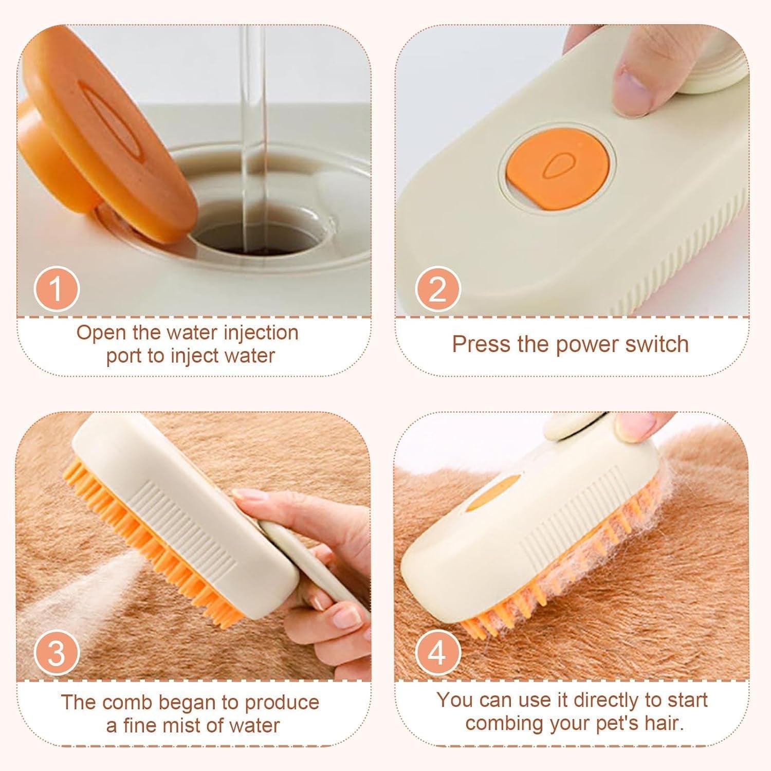 Electric Spray Handle Massage Brush, Hair Removal Brush Steam (1 Pc)-Pet Supplies-AniGuess-AniGuess