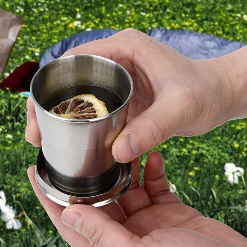 2 in 1 Camping Folding Cup with Keychain (1 Pc)-Home & Kitchen-AniGuess-AniGuess
