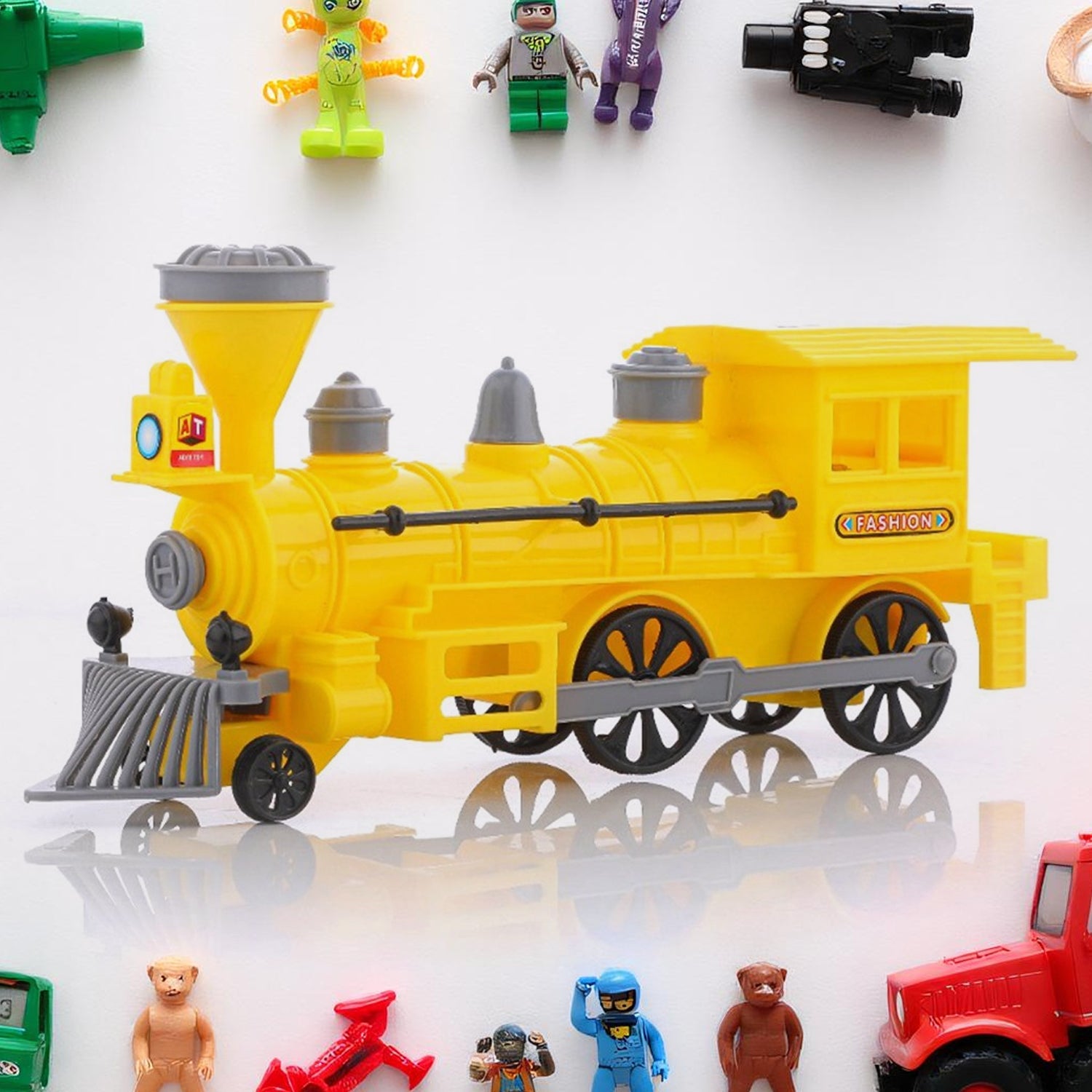 Pull and Go Train with Light Plastic String Pull Back Train (1 Pc / Mix Color)-Toys & Games-AniGuess-AniGuess