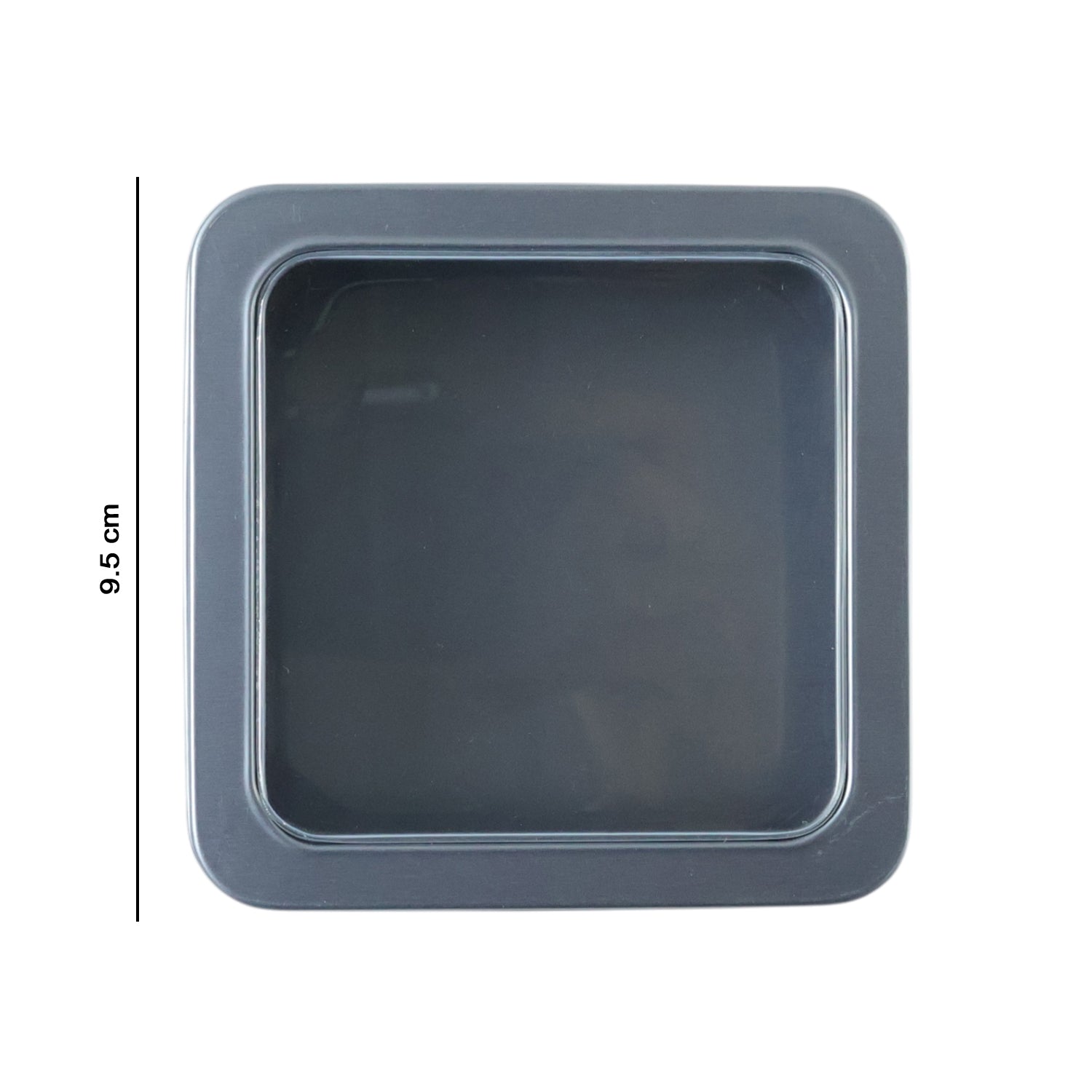 Square Metal Storage Tin Box with Transparent Window Lid (1 Pc, 9.5 x 9.5 Cm)