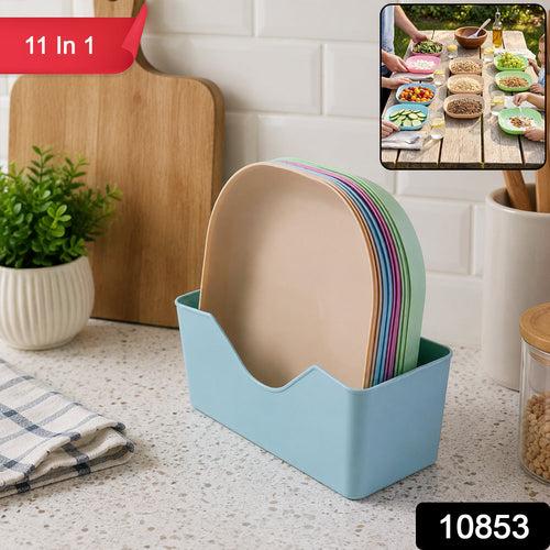 11 in 1 Plastic Snack Serving Plates Set, Multi-Compartment Party Snack Tray-Home & Kitchen-AniGuess-AniGuess