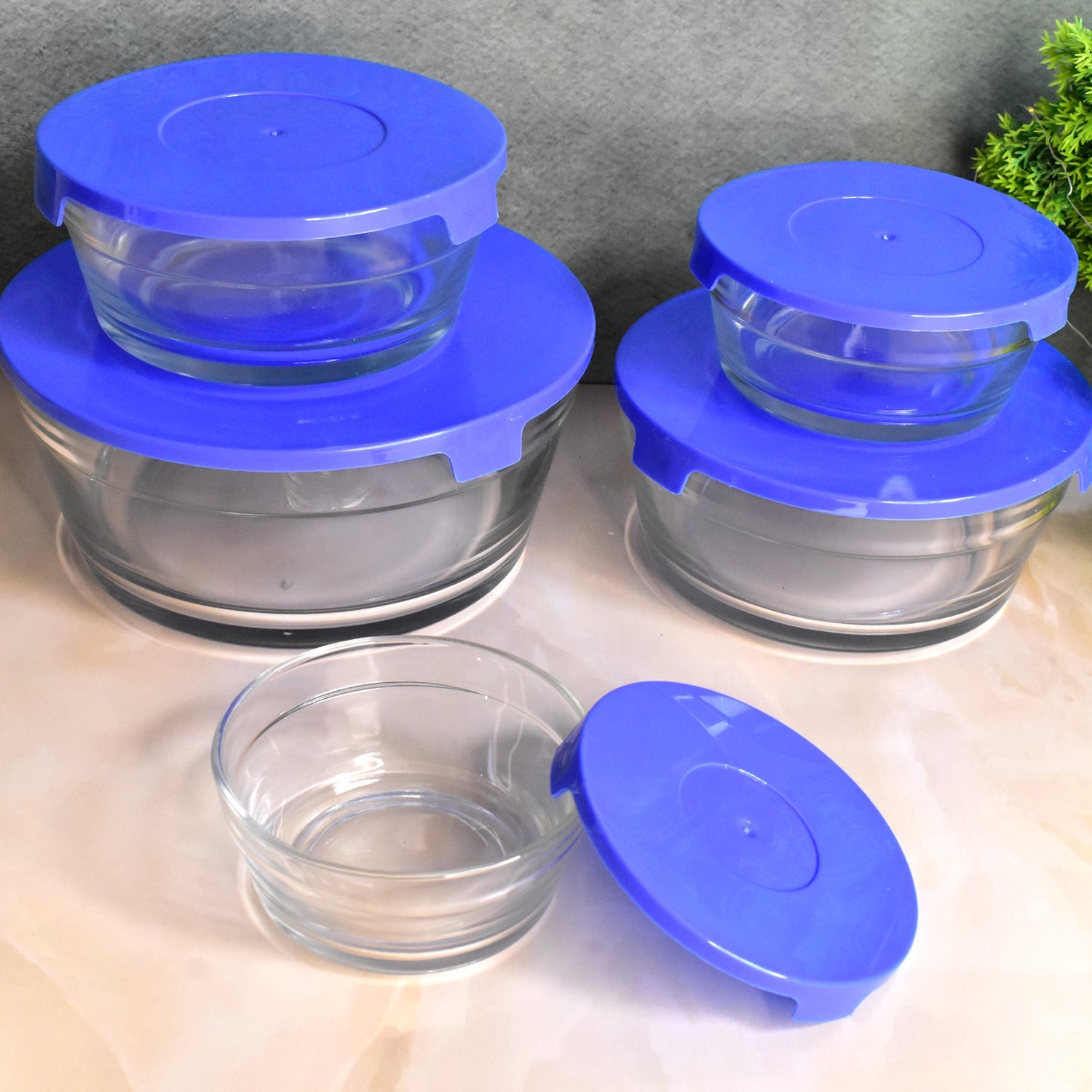 Modern Glass Bowl Set Mixing / Storage Bowls with Lids (5 Pcs Set)-Home & Kitchen-AniGuess-AniGuess