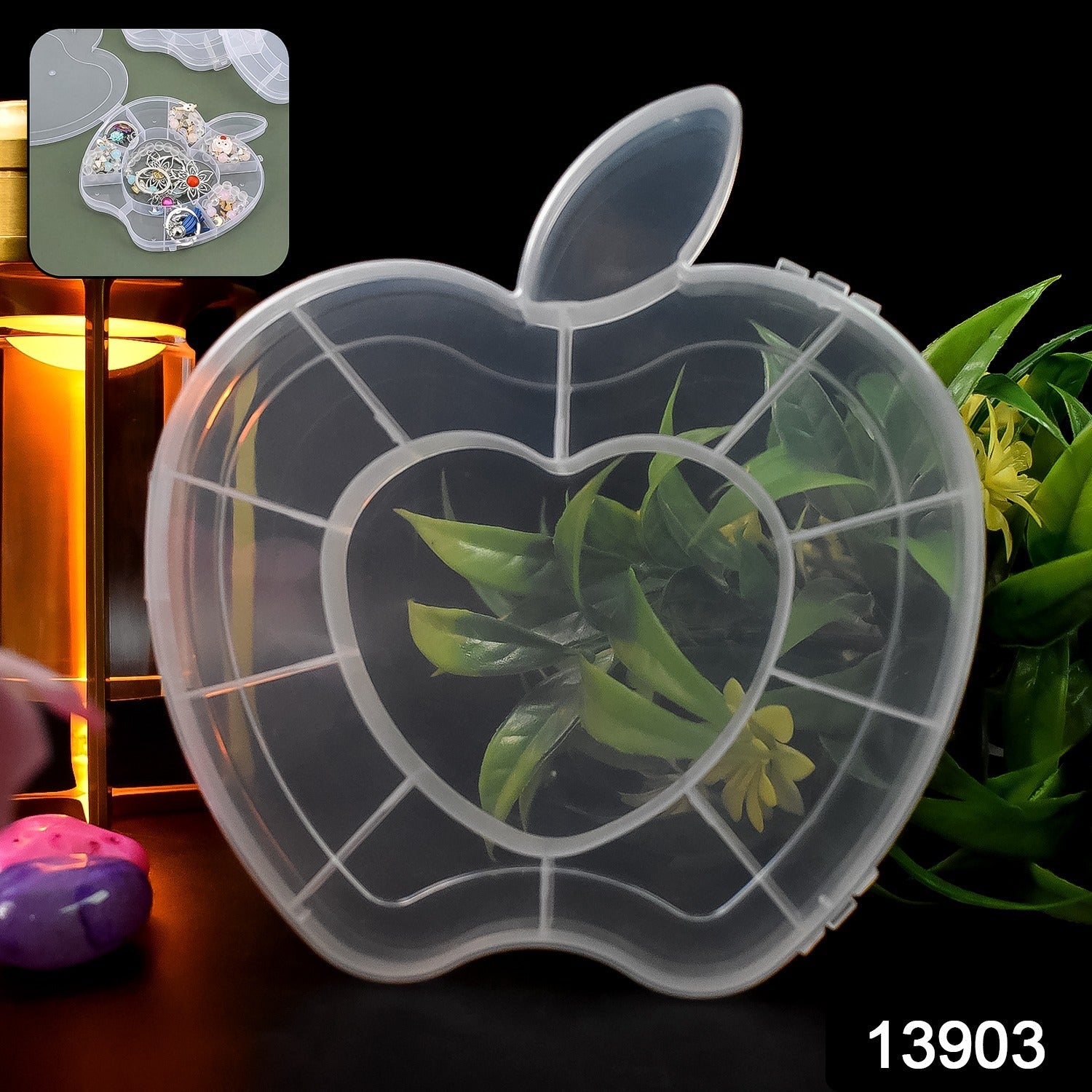 Plastic Apple Shape Jewellery Storage Box (1 Pc)-Home Improvement-AniGuess-AniGuess