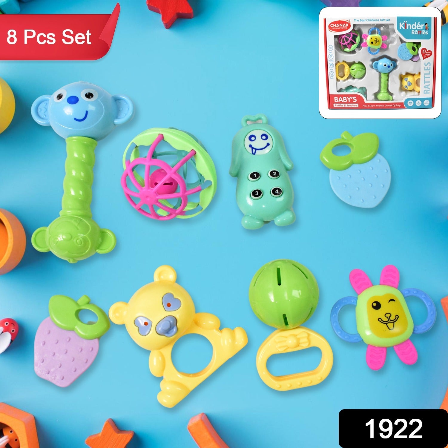 Kinder Rattles & Teething Set – Non-Toxic Shake & Grab Baby Toys (8 Pcs Set)-Toys & Games-AniGuess-AniGuess