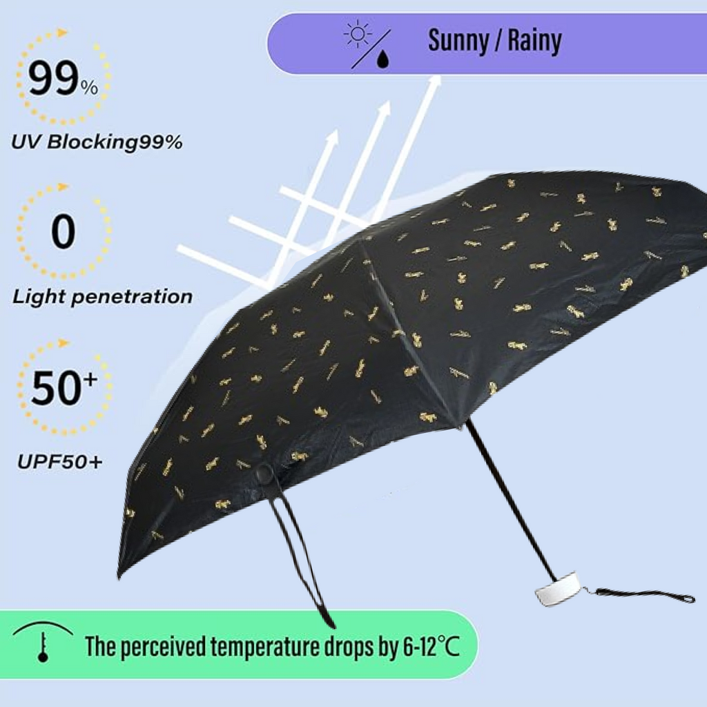 3-Fold Cute Umbrella – Sun & Rain Protection, UV Shield (1 Pc / With Zip Case)-Garden & Outdoors-AniGuess-AniGuess