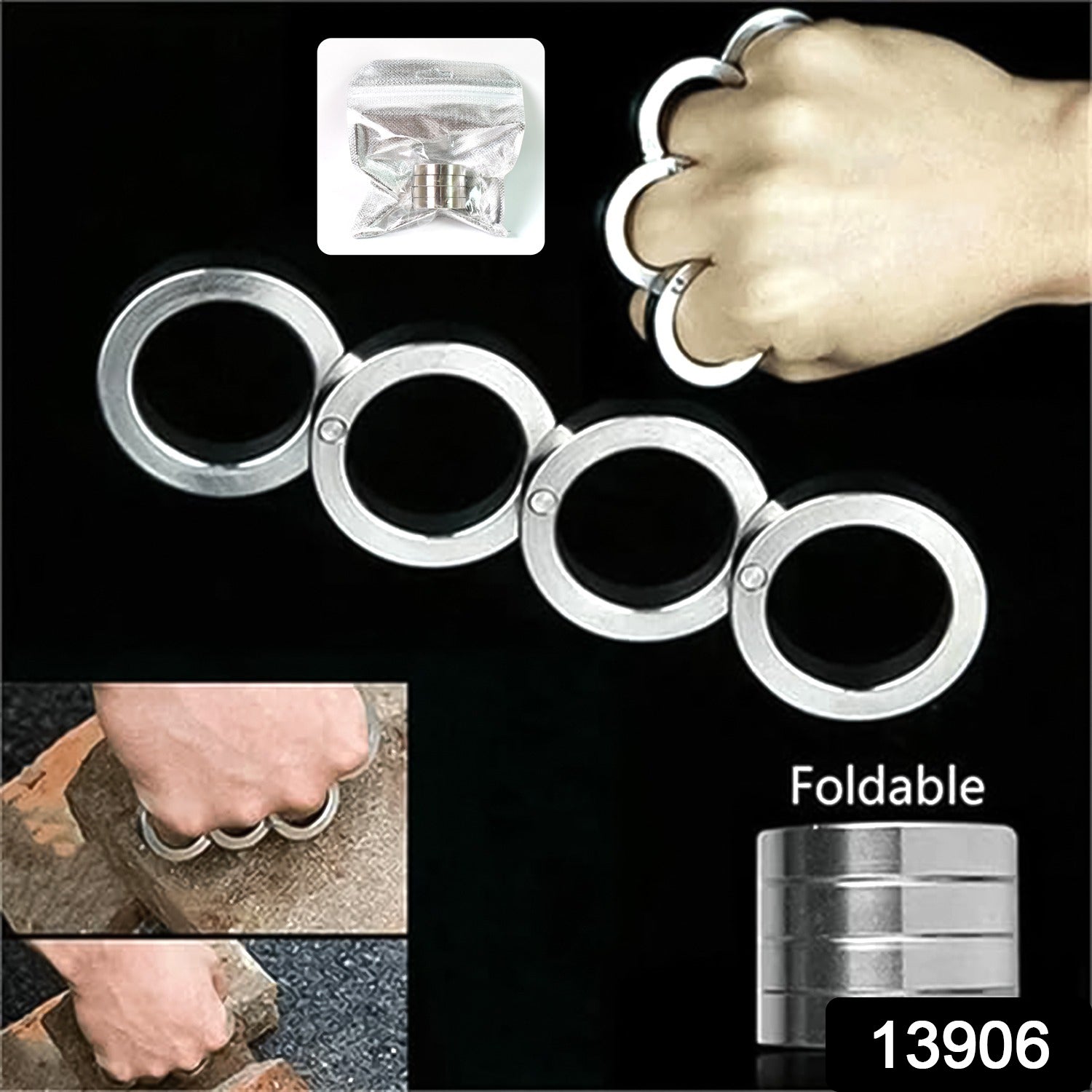 Portable 4 Finger Ring Unique Rotating Folding Ring (1 Set)-Home Improvement-AniGuess-AniGuess