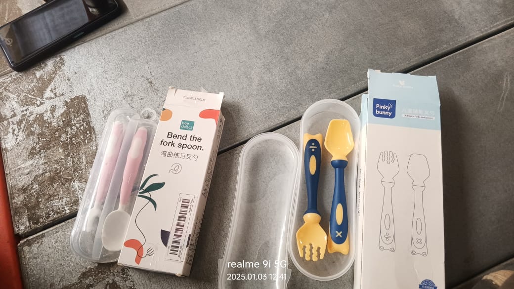 Silicone Bendable Kids Spoon & Fork Set – Toddler Self-Feeding Utensils (2 Pc Set)-Baby-AniGuess-AniGuess