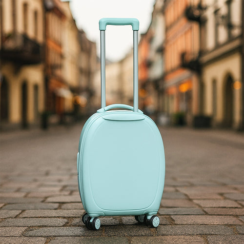 17849 Suitcase For Kids, Girls Green Small Cabin Hard Cover Holiday Carry On Trolley with Extendable Handle, Children's Luggage, Trolley Rolling Luggage for Toddlers Men Woman (Mix Color)-Bags, Wallets and Luggage-AniGuess-AniGuess
