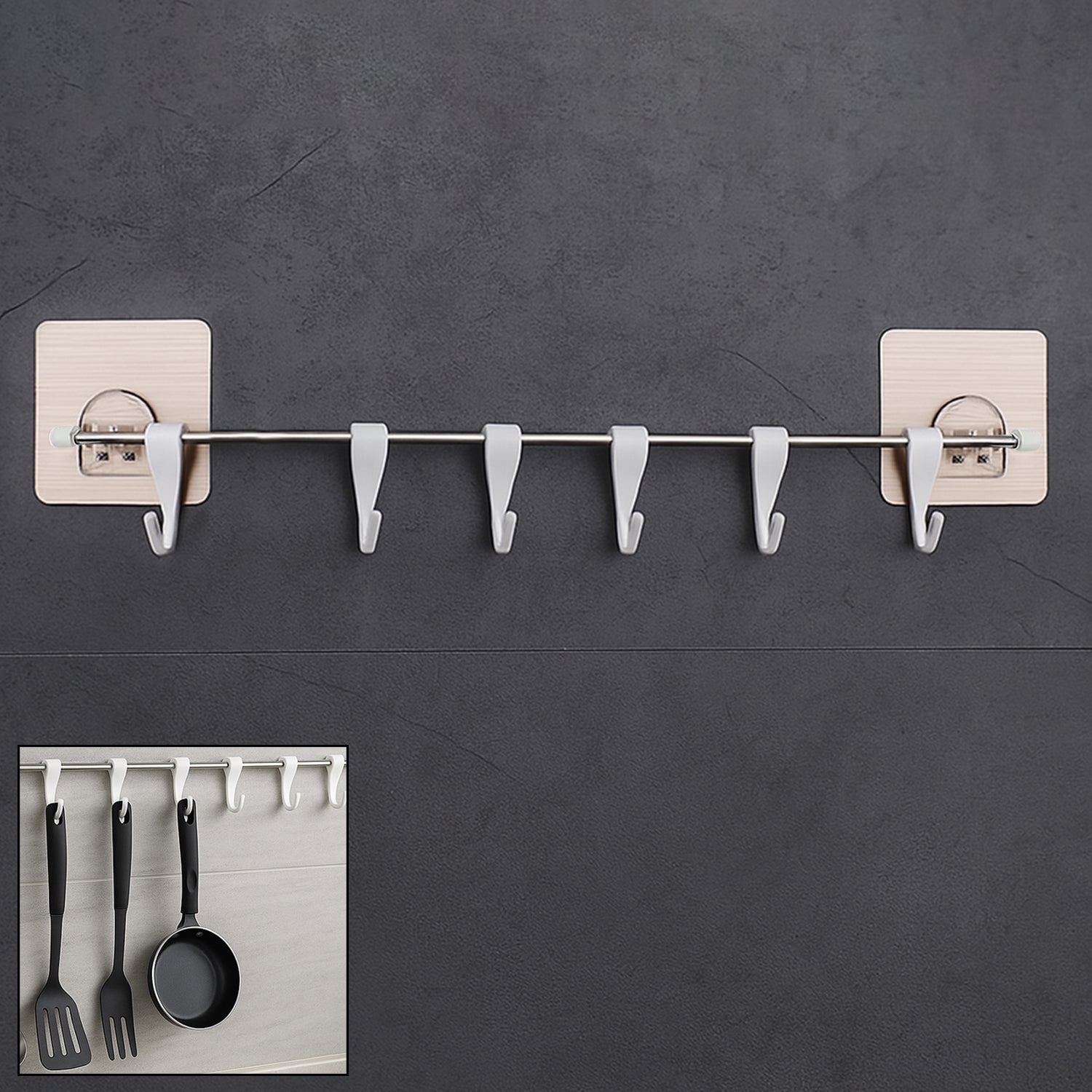 Stainless Steel Utensil Hanger Rail Nail Free Wall Mount-Home Improvement-AniGuess-AniGuess