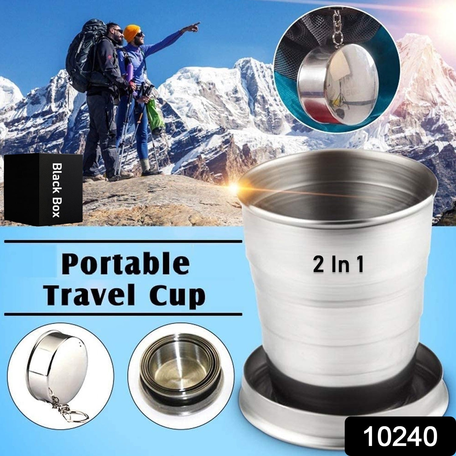 2 in 1 Camping Folding Cup with Keychain (1 Pc)-Home & Kitchen-AniGuess-AniGuess