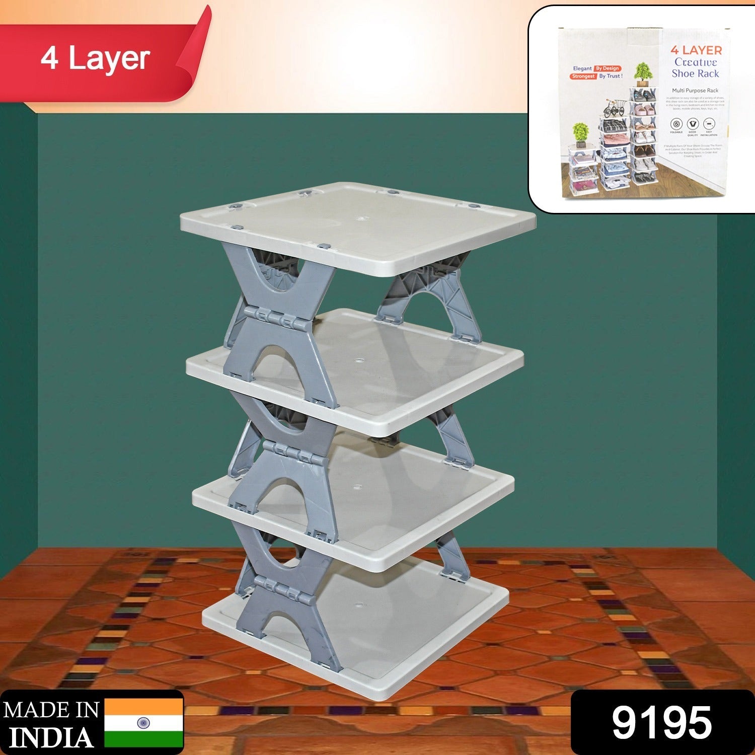 Foldable Shoe Rack (1 Pc, 4 Layers): Space-Saving, Entryway Storage-Home Improvement-AniGuess-AniGuess