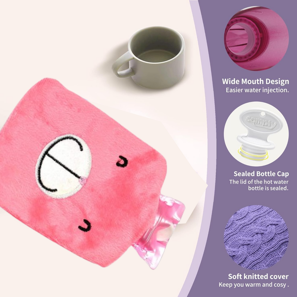 Pink Hot Water Bag with Cover Relief for Neck-Health & Personal Care-AniGuess-AniGuess