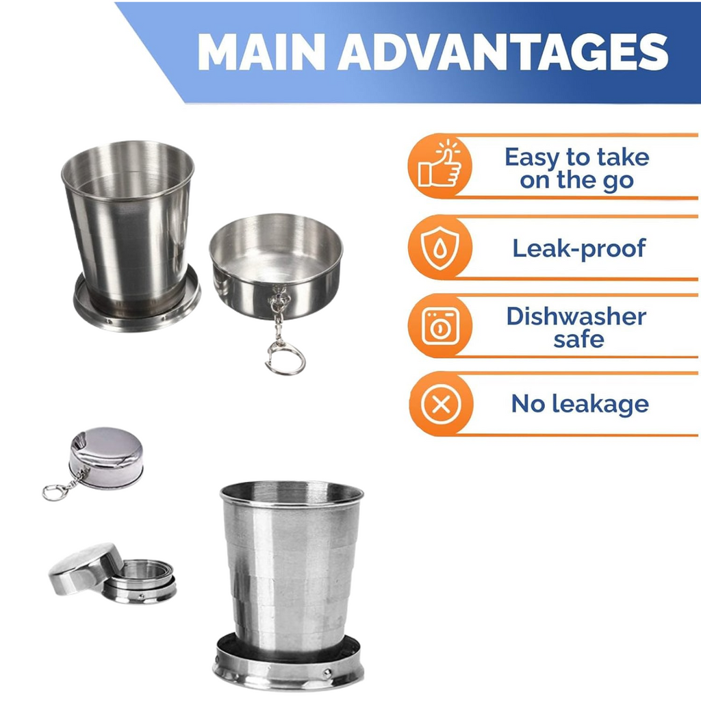 2 in 1 Camping Folding Cup with Keychain (1 Pc)-Home & Kitchen-AniGuess-AniGuess