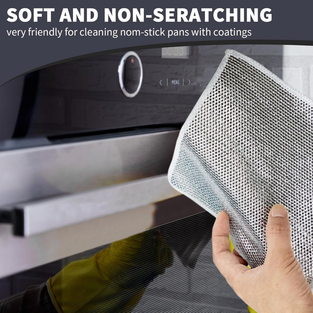 Double-Sided Microfiber Cloth & Stainless Steel Scrubber – (1 Pc, 20x20 cm)-Industrial & Scientific-AniGuess-AniGuess