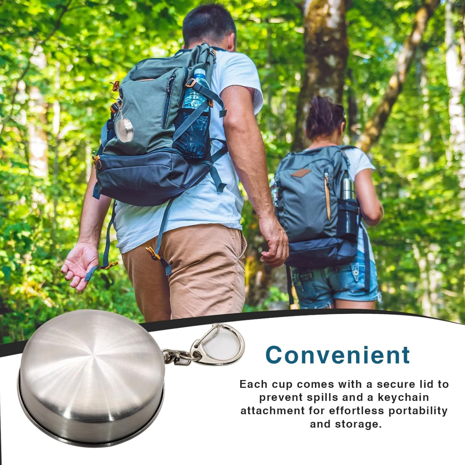 2 in 1 Camping Folding Cup with Keychain (1 Pc)-Home & Kitchen-AniGuess-AniGuess