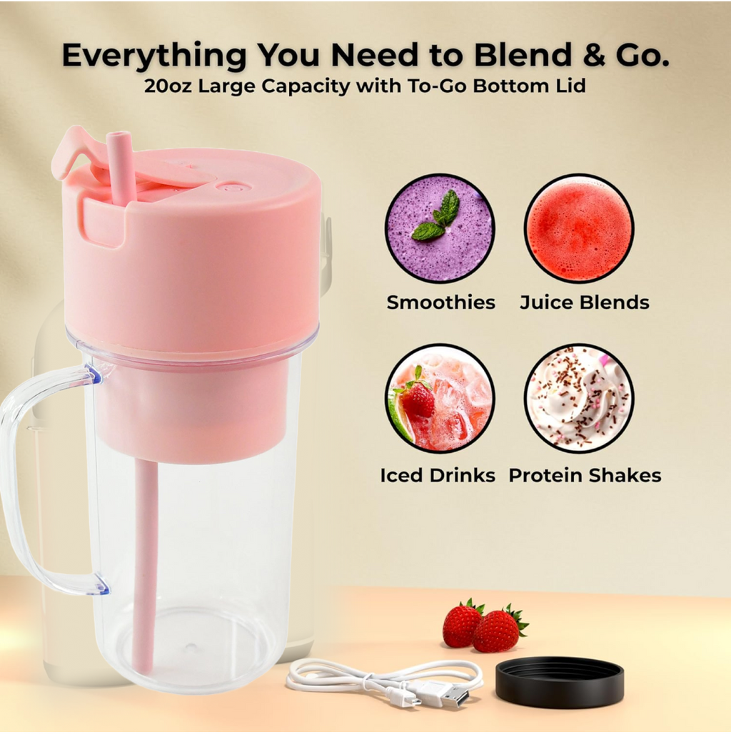 Portable Crusher Juicer With Handle & Straw, USB Rechargeable Multi Blades (420 ML)-Home & Kitchen-AniGuess-AniGuess