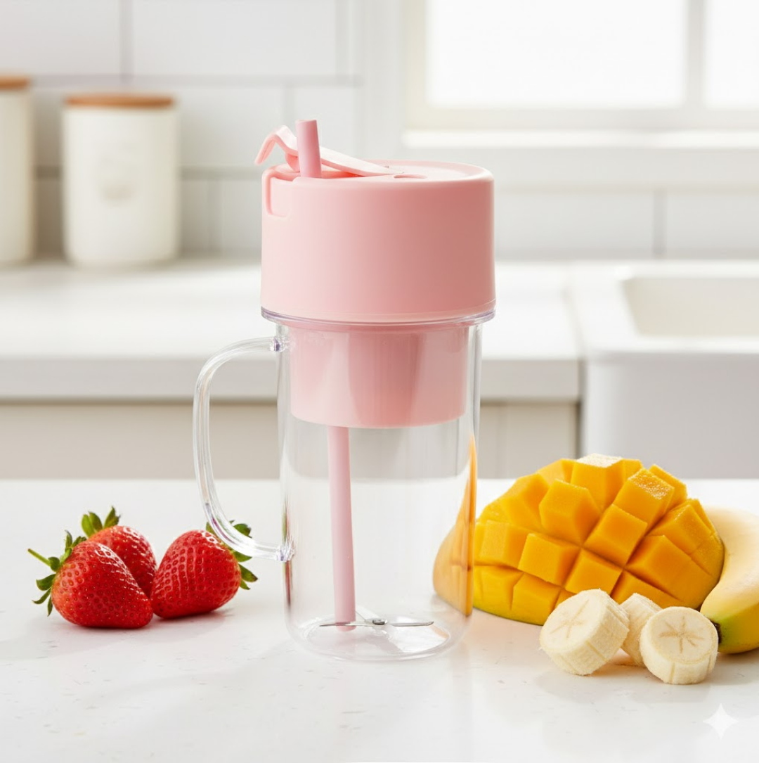 Portable Crusher Juicer With Handle & Straw, USB Rechargeable Multi Blades (420 ML)-Home & Kitchen-AniGuess-AniGuess
