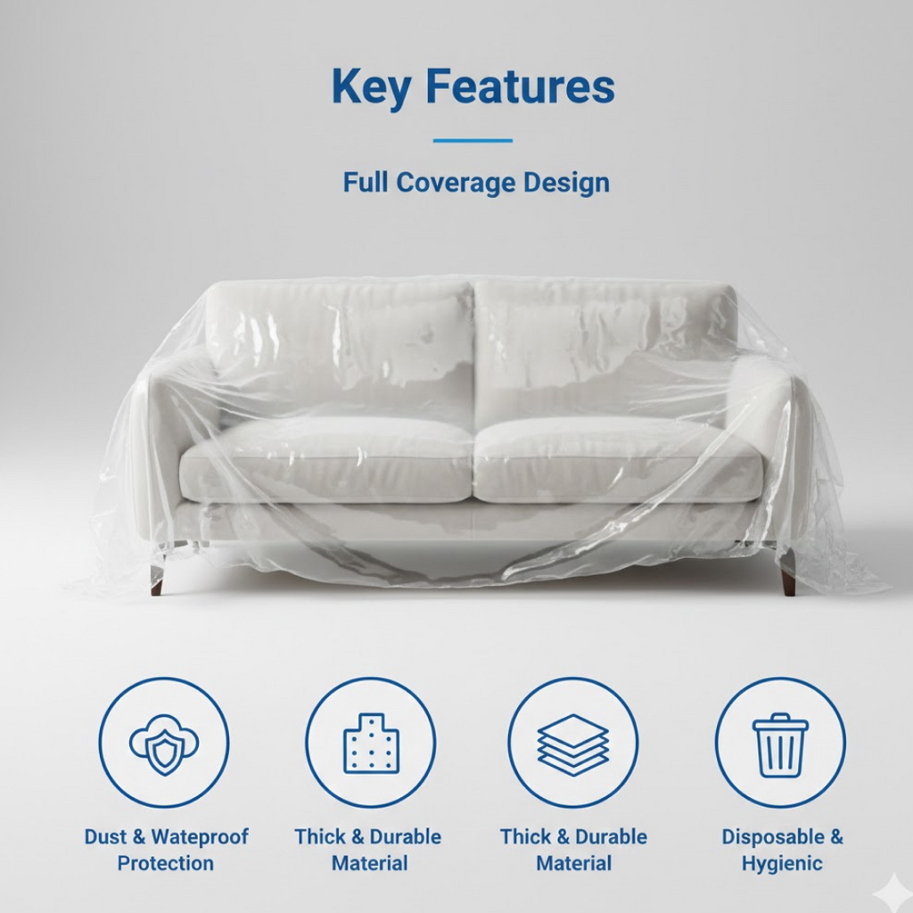 Home Thick Disposable Dust Proof Plastic Furniture Covers (1 Pc / Big)-Home Improvement-AniGuess-AniGuess