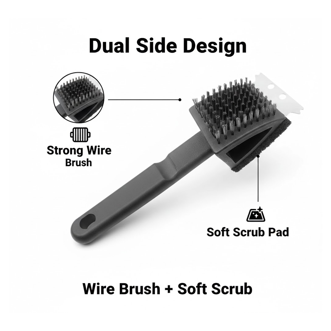 Black 2 Side Use Brush Scarp Cleaning Brush &  Wire Brush for Garage Use-Industrial & Scientific-AniGuess-AniGuess