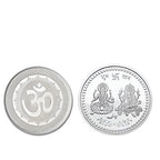 Close-up of Goddess Lakshmi design on Pooja Coin