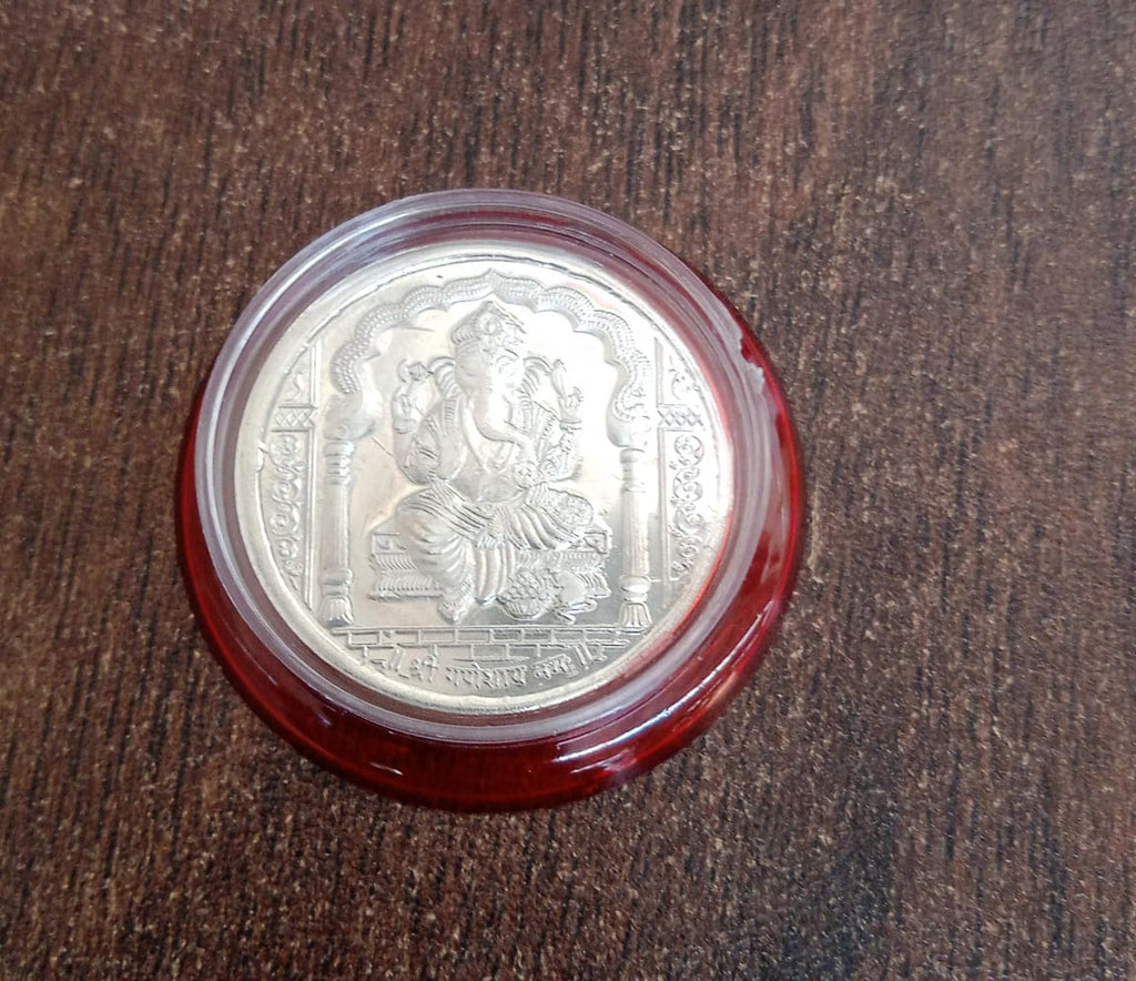 Ganesh Ji, Silver color Coin for Gift (1 Pc / Silver)-Gift Cards-AniGuess-AniGuess
