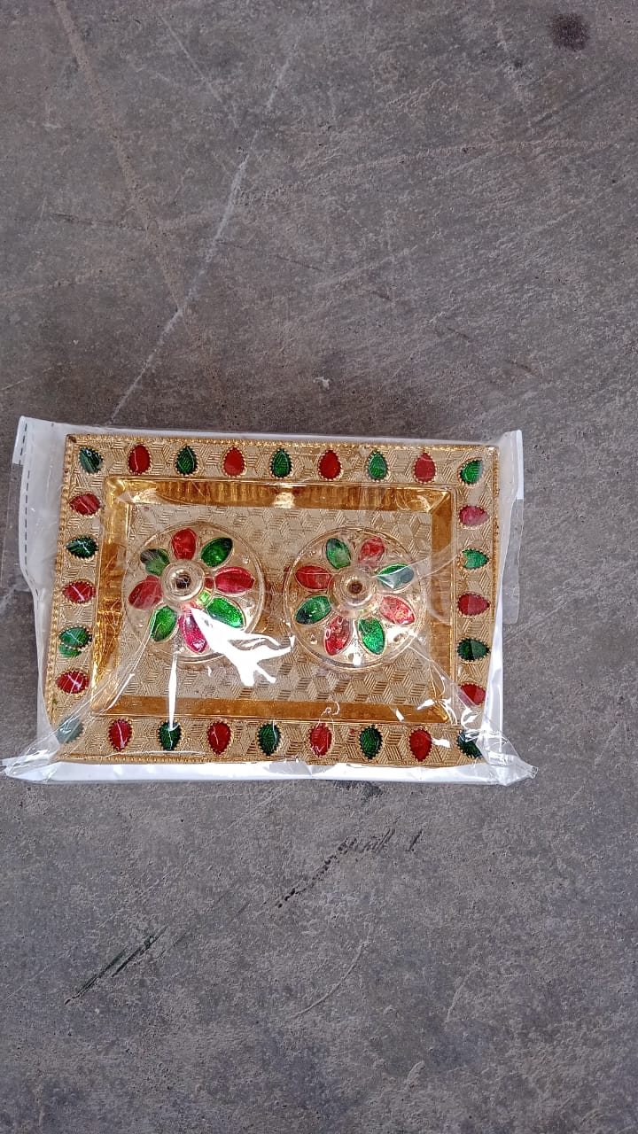 Rakasha Bandhan Special Puja Thali, Kumkum Thali Holder, Pooja Return Gift, Indian Housewarming Gifts, Brother / Bhai / Bhabhi / Sister / Family   for Rakshabandhan, Diwali (Mix Design)-Home Improvement-AniGuess-AniGuess