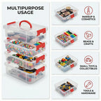 4-layer storage box transparent open showing multiple compartments India