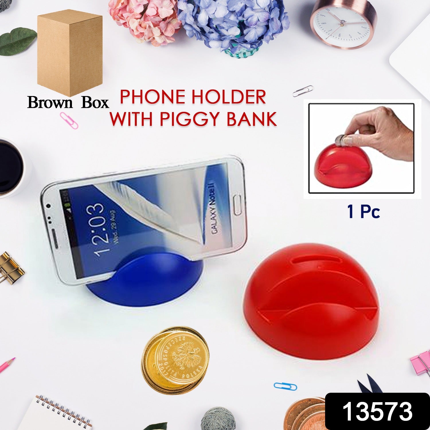 2in1 ABS Plastic Phone Holder Phone Stand With Coin Bank (1 Pc)-mobile accessories-AniGuess-AniGuess