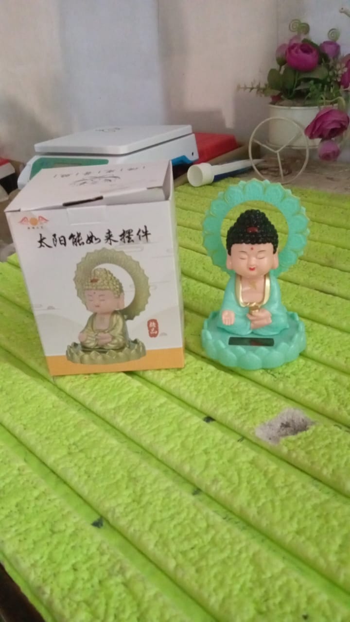 Plastic Solar Powered Moving Head Sitting Action Buddha Statue (1 Pc / Mix Color)-Home Improvement-AniGuess-AniGuess