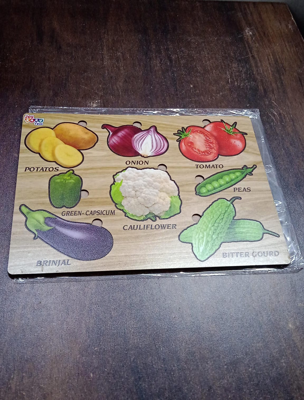Wooden Vegetable Puzzle Learning Educational Board (1 Set / 28×20 Cm)-Toys & Games-AniGuess-AniGuess