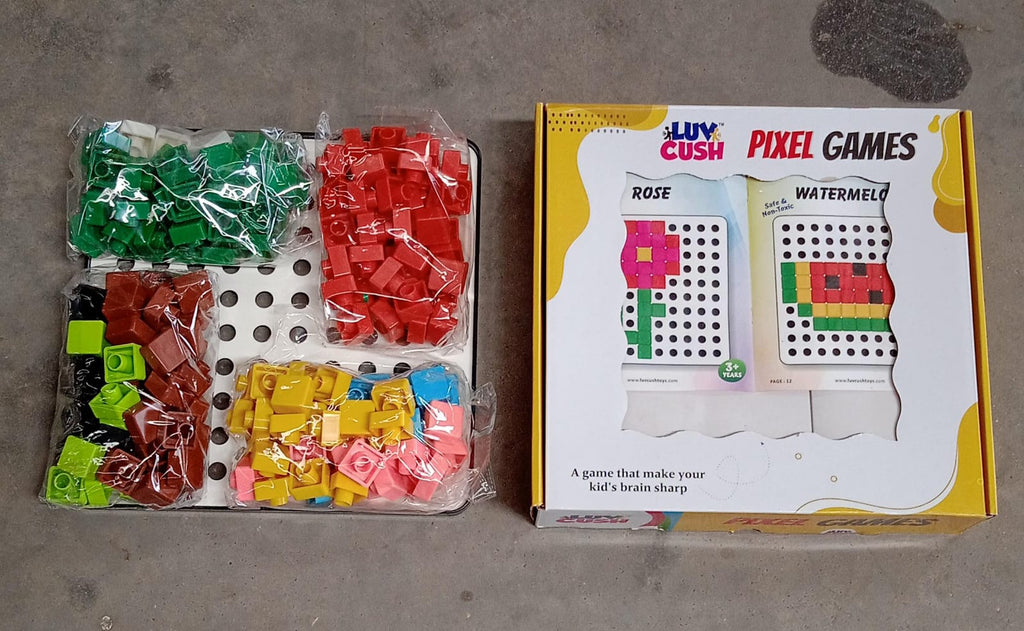 Pixel Cubes Toy for Children Early Education, Pixel Game Educational Board Games Board, Birthday Gift for Kids, Learning Math Toy, Brain Games, Math Puzzle (Approx 180 Cubes With Pixel Board & Book)-Toys & Games-AniGuess-AniGuess